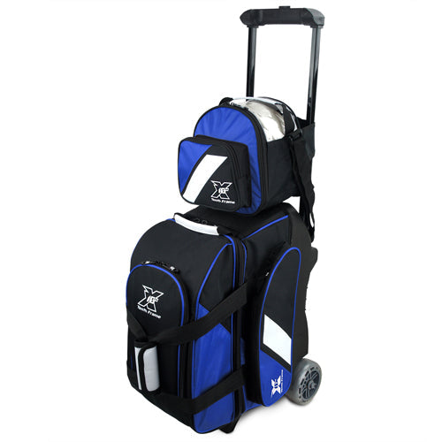 Tenth Frame Deluxe Double Bundle - 2 Ball Roller with a 1 Ball Add-On Bowling Bag (Blue)