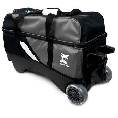 Tenth Frame Deluxe Triple - 3 Ball Roller Bowling Bag (Grey - Rear)