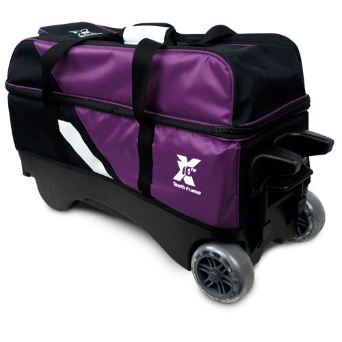 Tenth Frame Deluxe Triple - 3 Ball Roller Bowling Bag (Purple - Rear)
