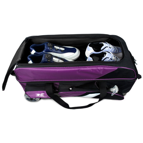 Tenth Frame Deluxe Triple - 3 Ball Roller Bowling Bag (Purple - Shoe Compartment)
