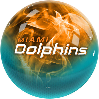On The Ball NFL On Fire Bowling Ball - Miami Dolphins