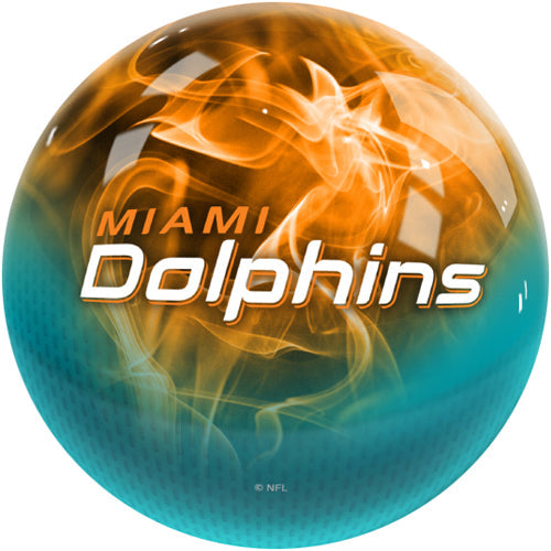 On The Ball NFL On Fire Bowling Ball - Miami Dolphins