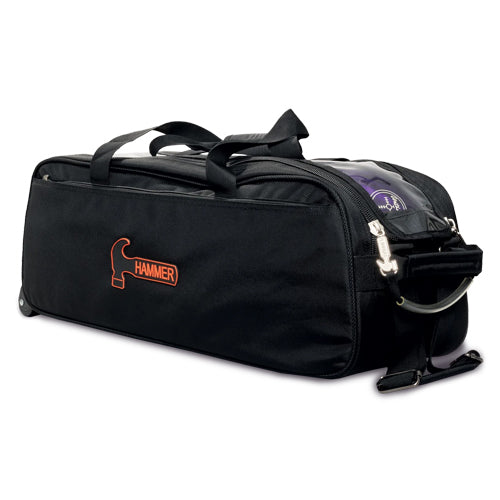 Hammer Premium Slim Triple (Black - Back 3qtr) - 3 Ball Tote Roller Bowling Bag