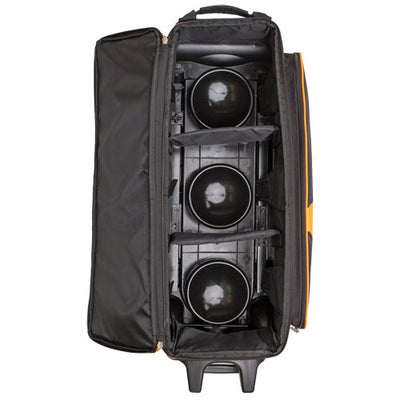 Brunswick Blitz Triple Roller - 3 Ball Roller Bowling Bag (Black / Orange - Ball Compartment)