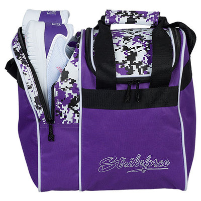 KR Strikeforce Rook Pattern Single - 1 Ball Tote Bowling Bag (Purple Digi Camo - Shoe Detail)