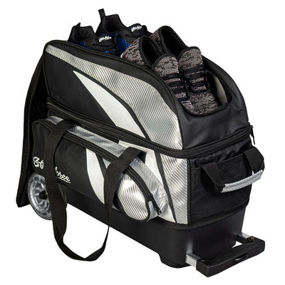 KR Strikeforce Cruiser Lux Double - 2 Ball Roller Bowling Bag (Silver - 2 Pairs of Shoes)