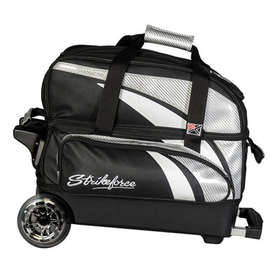 KR Strikeforce Cruiser Lux Double - 2 Ball Roller Bowling Bag (Silver - Side)