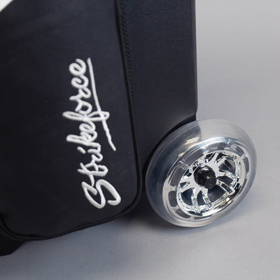 KR Strikeforce Cruiser Lux Double - 2 Ball Roller Bowling Bag (Silver - Wheel Details)