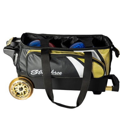 KR Strikeforce Cruiser Lux Double - 2 Ball Roller Bowling Bag (Gold - Ball Compartment)
