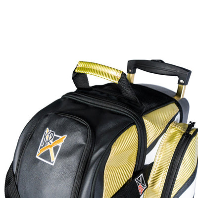 KR Strikeforce Cruiser Lux Double - 2 Ball Roller Bowling Bag (Gold - Fabric Detail)
