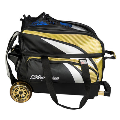 KR Strikeforce Cruiser Lux Double - 2 Ball Roller Bowling Bag (Gold - Shoe Compartment)