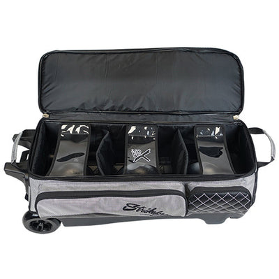 KR Strikeforce Royal Flush Triple - 3 Ball Roller Bowling Bag (Silver - Ball Compartment)