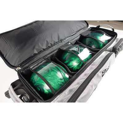 KR Strikeforce Royal Flush Triple - 3 Ball Roller Bowling Bag (Silver - Ball Straps)