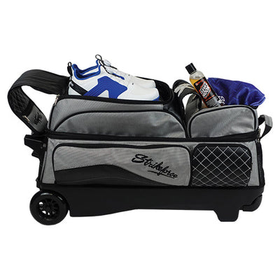 KR Strikeforce Royal Flush Triple - 3 Ball Roller Bowling Bag (Silver - Side)