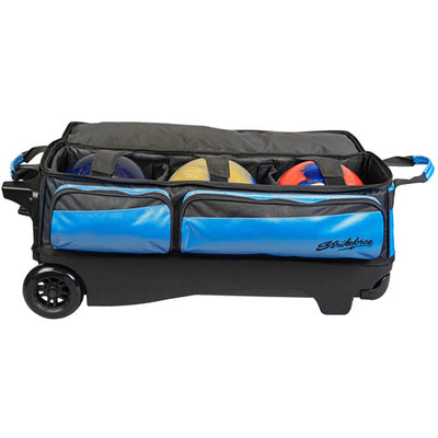 KR Strikeforce Konvoy Triple - 3 Ball Roller Bowling Bag (Blackl / Caribbean Blue - Ball Compartment)