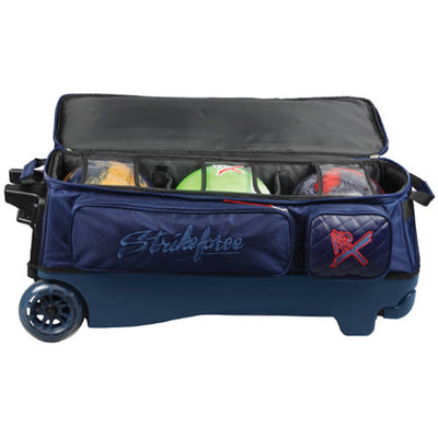 KR Strikeforce Diamond Triple - 3 Ball Roller Bowling Bag (Blue - side open)