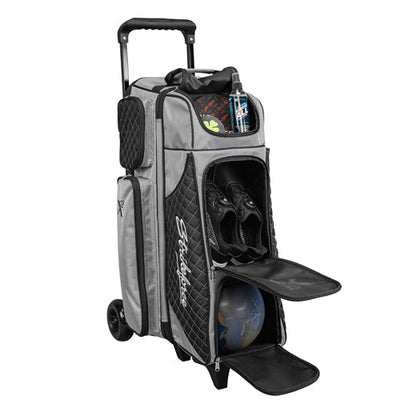 KR Strikeforce Royal Flush 4 x 4 - 4 Ball Roller Bowling Bag (Silver / Black - Open Detail)