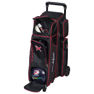 KR Strikeforce Royal Flush 4 x 4 - 4 Ball Roller Bowling Bag (Black / Red - Open Top)