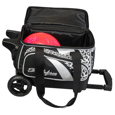 KR Strikeforce Cruiser Pattern Single - 1 Ball Roller Bowling Bag (White Leopard - Ball Compartment)