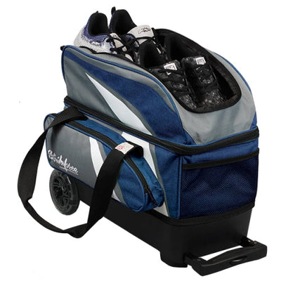 KR Strikeforce Cruiser Kanvas Double - 2 Ball Roller Bowling Bag (Grey / Navy Kanvas - Shoe Detail)