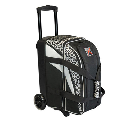 KR Strikeforce Cruiser Double - 2 Ball Roller Bowling Bag (White Leopard - Right)