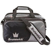 Brunswick Crown Double Tote Plus - 2 Ball Tote Plus Bowling Bag (Black / Silver)