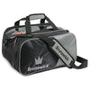 Brunswick Crown Double Tote Plus - 2 Ball Tote Plus Bowling Bag (Black / Silver)