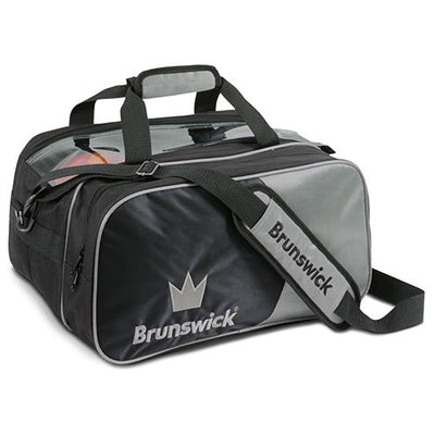 Brunswick Crown Double Tote Plus - 2 Ball Tote Plus Bowling Bag (Black / Silver)