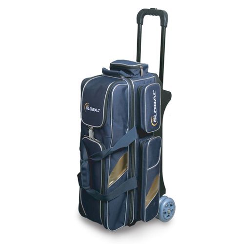 900 Global 3-Ball Deluxe Roller - 3 Ball Roller Bowling Bag (Blue / Gold)