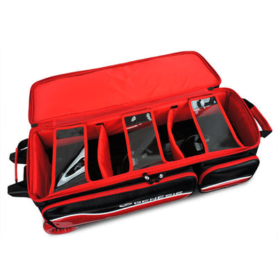 Genesis® Carbon™ 3 Ball Roller Bowling Bag (Black / Red - ball compartment)