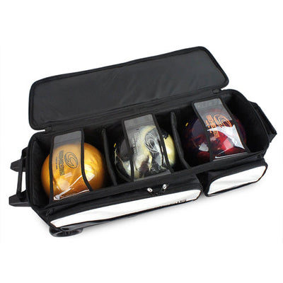 Genesis® Carbon™ 3 Ball Roller Bowling Bag (White / Black - ball compartment)