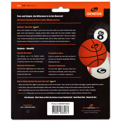 Genesis Pure Pad Sport - Leather Bowling Ball Wipe (8 Ball - Packaging back)