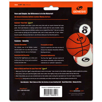 Genesis Pure Pad Sport - Leather Bowling Ball Wipe (Basketball - Packaging back)
