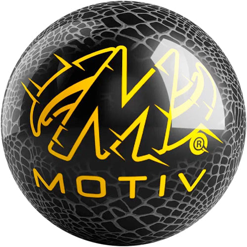 On The Ball Motiv Venom Spare Black / Gold - Novelty Bowling Ball (Front)